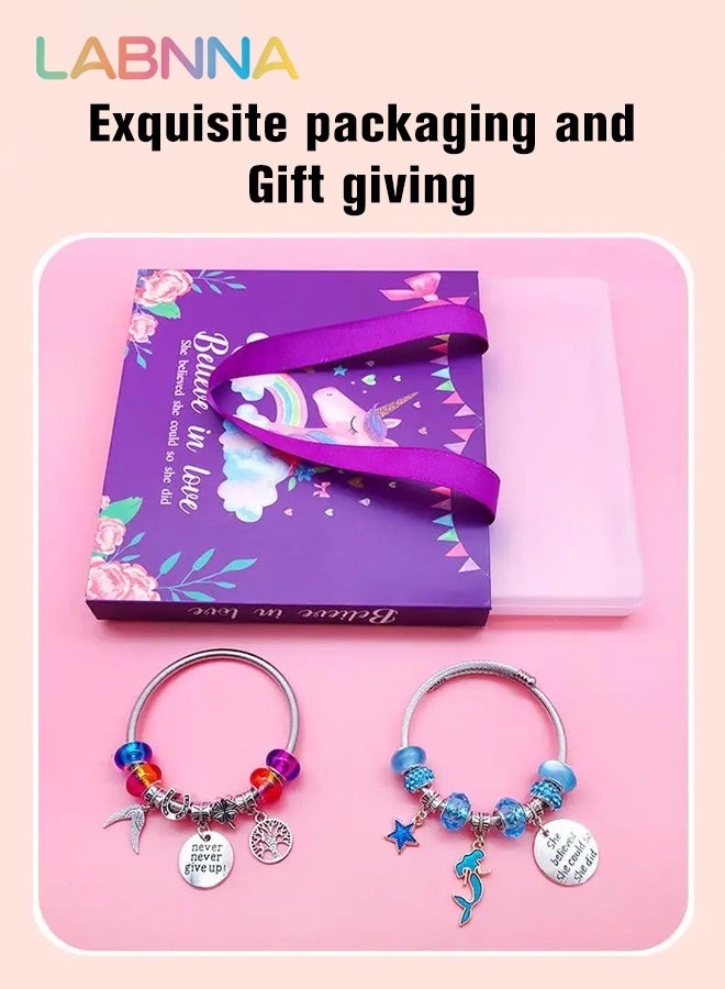 LABNNA 71 Pcs DIY Bracelet Making Kit, Charm Bracelets Jewelry Making Kit with Colorful Beads, Creative Jewelry Making Activity, Arts Craft Kit with Beautiful Packaging, Well-made and Easy to Install, Ideal Gift for Girls - Image 5