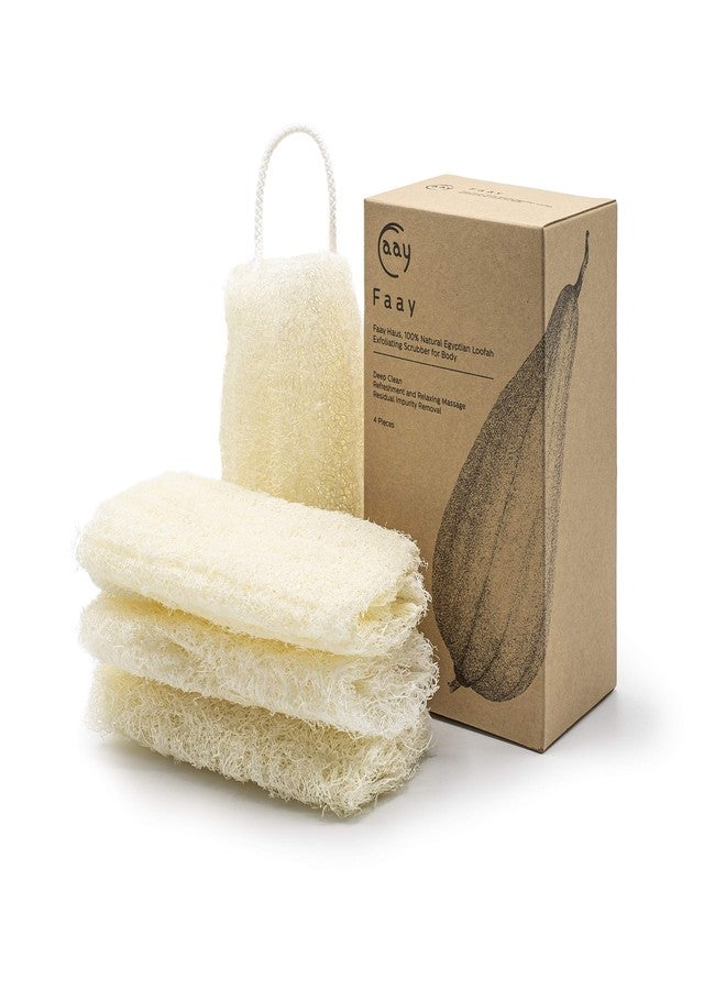 FAAY 4 Pcs Premium Natural Exfoliating Loofah Sponge: 6" Eco-friendly Unbleached Luffa Body Scrubber Rejuvenating Your Skin for Men and Women. Paraben Free Bath Sponge, Shower Loofah - Image 5