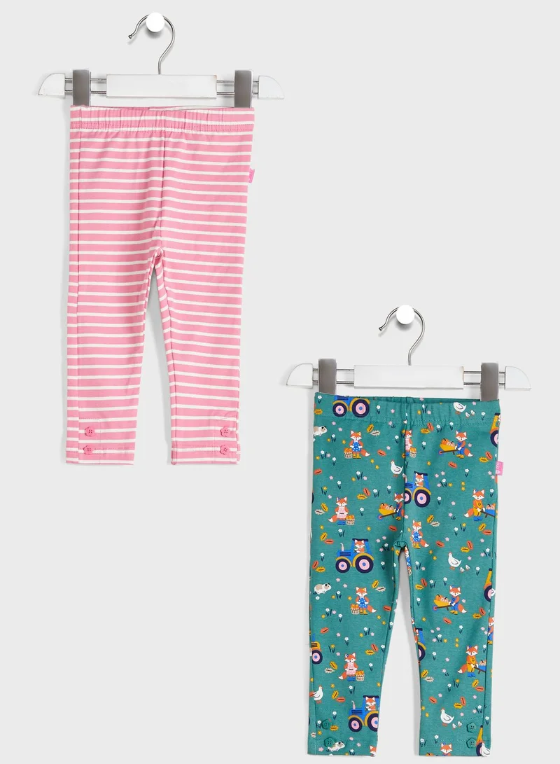 JoJo Maman Bebe Kids 2 Pack Farm Print Legging