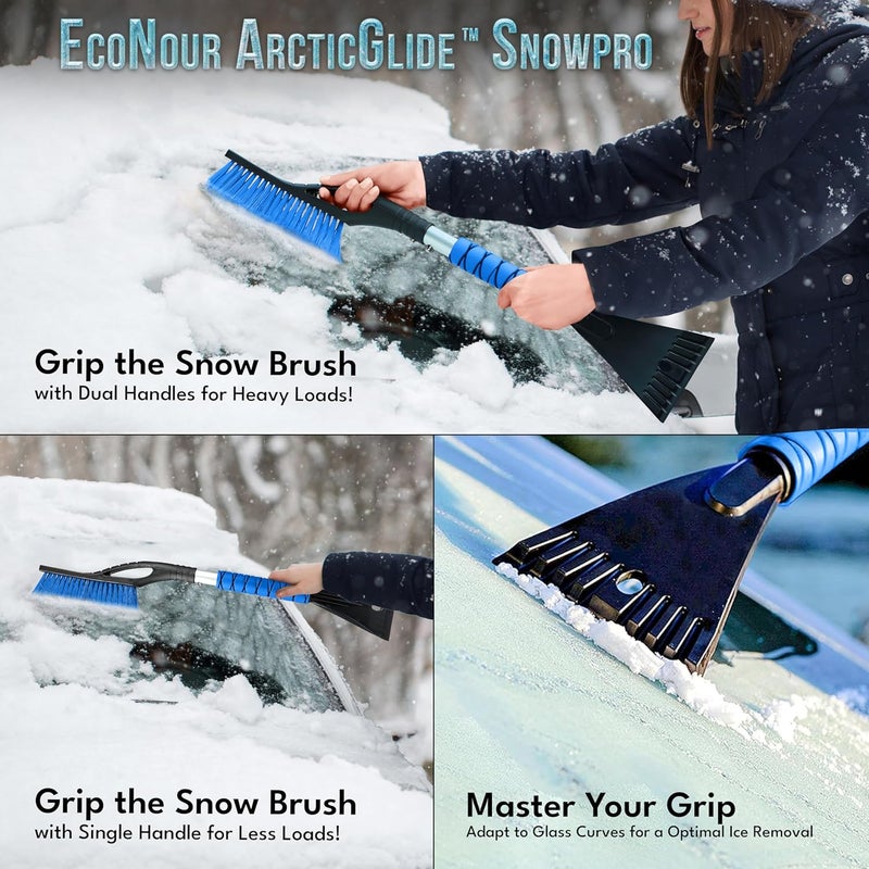 EcoNour 27" Car Snow Brush and Ice Scrapers (2 Pack) - Scratch Free Bristle Head & Tough Window Snow Scraper - Image 2