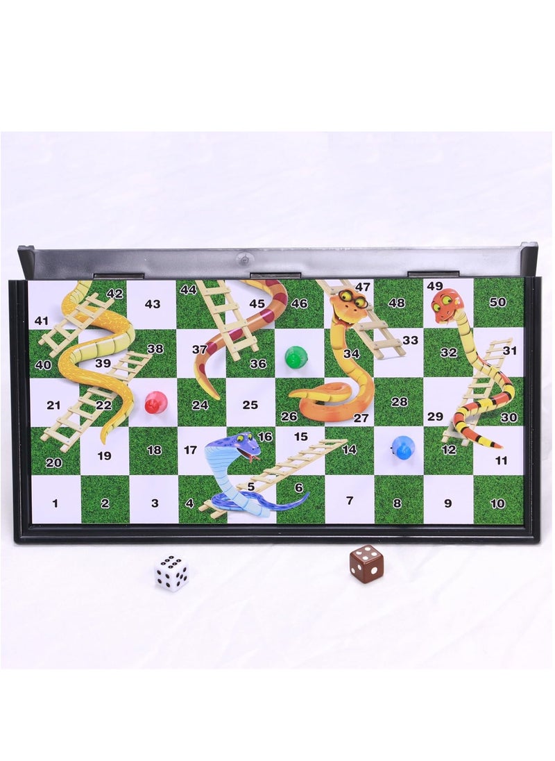 Rubik Magnetic Snakes and Ladders Board Game, Folding Design and Light-Weight Traditional Game for Kids and Adults (25x25cm)  - Image 2