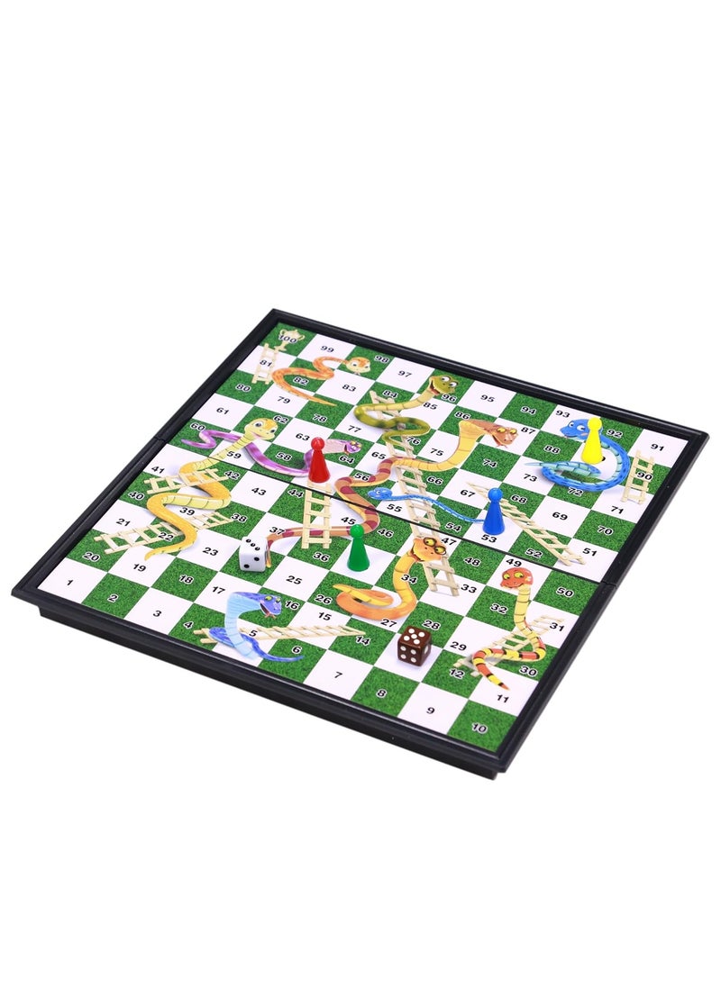 Rubik Magnetic Snakes and Ladders Board Game, Folding Design and Light-Weight Traditional Game for Kids and Adults (25x25cm)  - Image 1