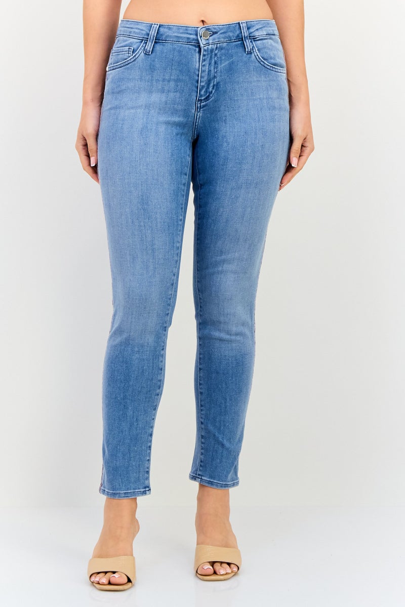 Rich & Royal Women Regular Fit Washed Stretchable Denim, Blue - Image 1