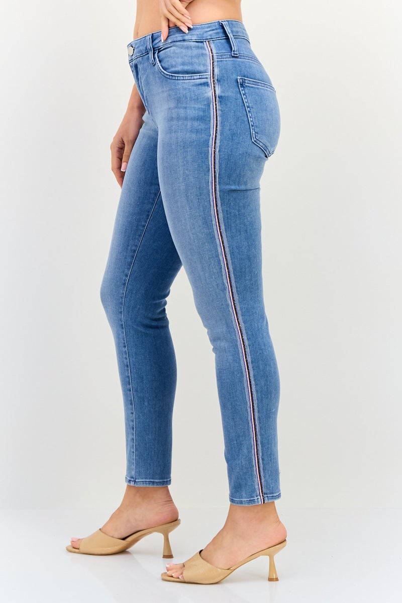Rich & Royal Women Regular Fit Washed Stretchable Denim, Blue - Image 3