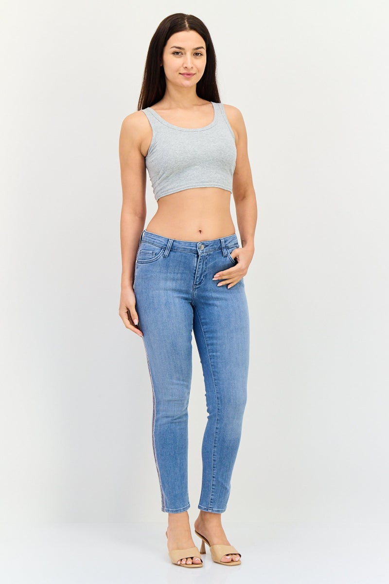 Rich & Royal Women Regular Fit Washed Stretchable Denim, Blue - Image 4