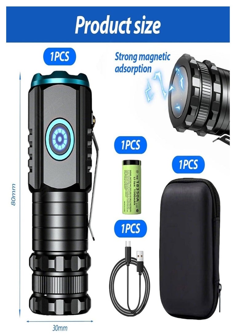 Magnetic Mini Flashlight with 5 Light Modes and Rechargeable - Waterproof LED Flashlight for Hiking and Camping Outdoors - Image 2