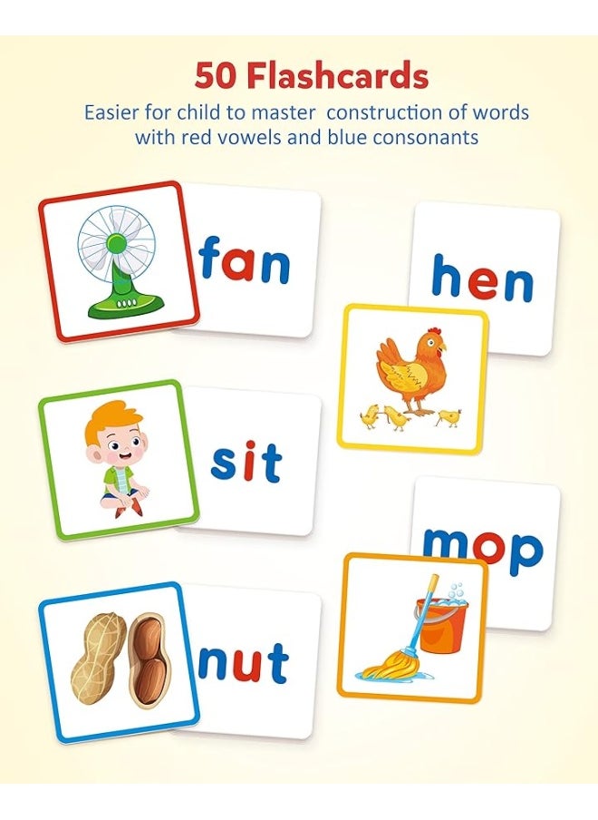 Coogam Coogam CVC Sight Words Magnetic Letters Flashcards, Short Vowel Spelling Game, Preschool Kids Learning Supplies, Montessori Educational Writing Reading Toy Gift for 3 4 5 Years Old  - Image 3