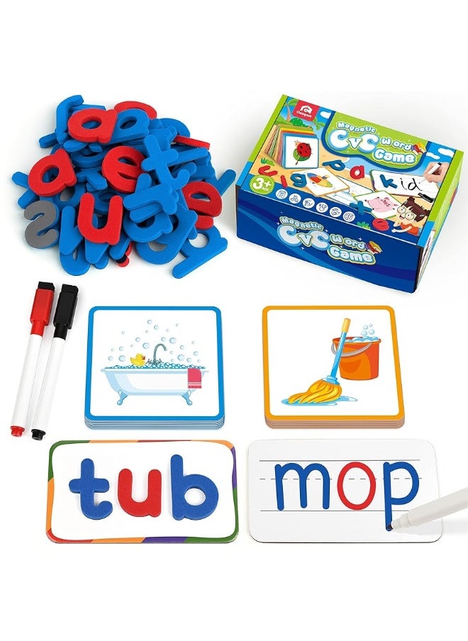 Coogam Coogam CVC Sight Words Magnetic Letters Flashcards, Short Vowel Spelling Game, Preschool Kids Learning Supplies, Montessori Educational Writing Reading Toy Gift for 3 4 5 Years Old  - Image 2