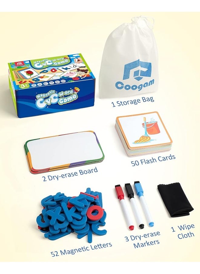 Coogam Coogam CVC Sight Words Magnetic Letters Flashcards, Short Vowel Spelling Game, Preschool Kids Learning Supplies, Montessori Educational Writing Reading Toy Gift for 3 4 5 Years Old  - Image 4