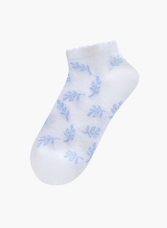 Flora Bella By Shoexpress Leaf Print Ankle Length Socks - Set of 5 - Image 2