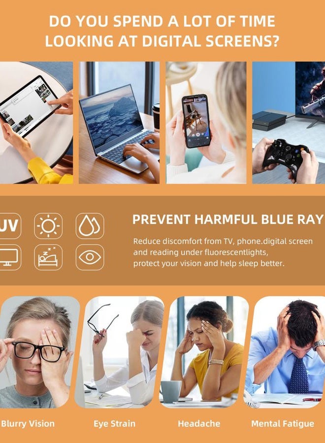 JM 5 Pack Oval Reading Glasses for Women, Trendy Blue Light Blocking Computer Readers with Spring Hinges +1.75 - Image 5