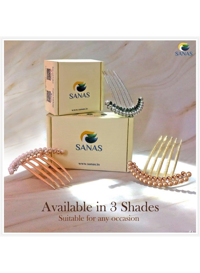 Sanas Girls Hair Accessories 3Pcs Pearl French Clips For Hair Pearl Comb Metal Fancy Decorative Side Comb Clip Women French Pin 3Pcs - Image 5