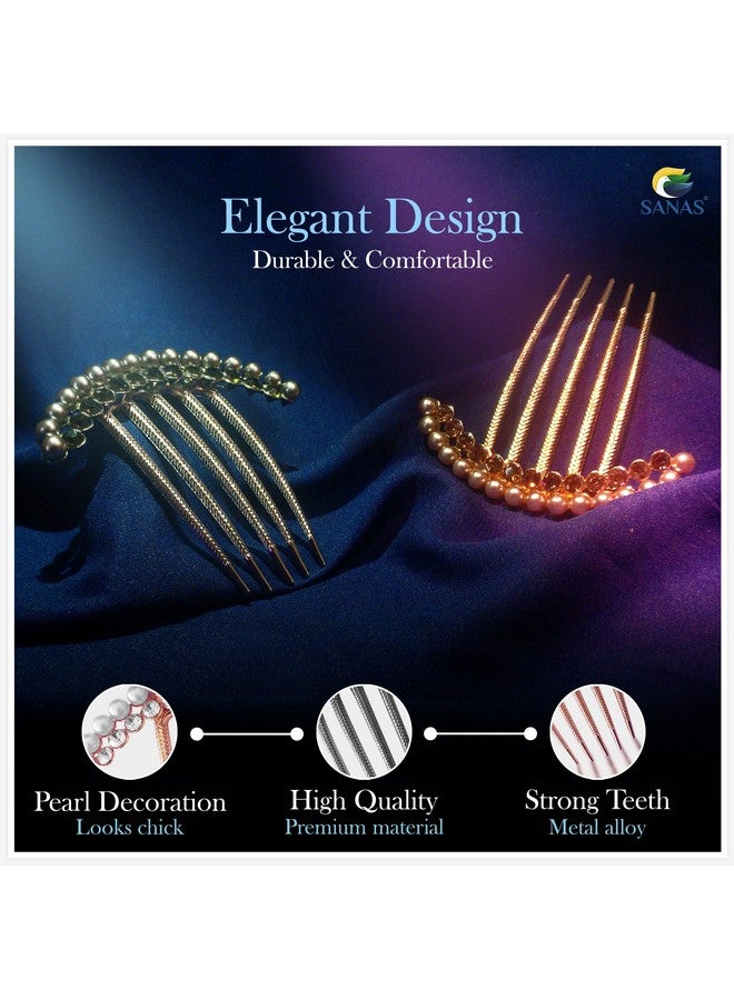 Sanas Girls Hair Accessories 3Pcs Pearl French Clips For Hair Pearl Comb Metal Fancy Decorative Side Comb Clip Women French Pin 3Pcs - Image 3