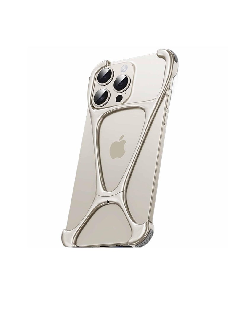 SYOSI جراب مناسب لهاتف iPhone 15 Pro Max/15 Pro/15، إطار معدني بسيط بدون إطار، تصميم رائع فاخر مضاد للصدمات، خفيف الوزن، مضاد للخدش، جراب هاتف رفيع ذو ملمس عاري، من التيتانيوم - Image 1