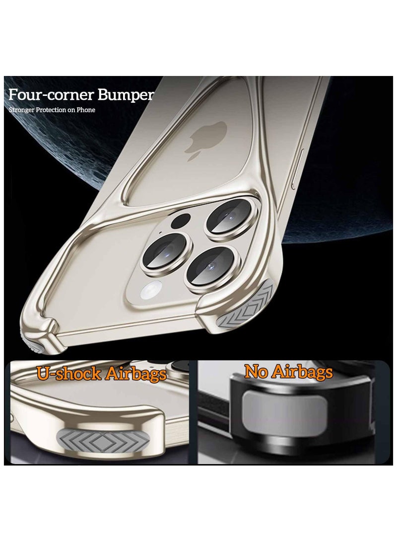 SYOSI جراب مناسب لهاتف iPhone 15 Pro Max/15 Pro/15، إطار معدني بسيط بدون إطار، تصميم رائع فاخر مضاد للصدمات، خفيف الوزن، مضاد للخدش، جراب هاتف رفيع ذو ملمس عاري، من التيتانيوم - Image 4