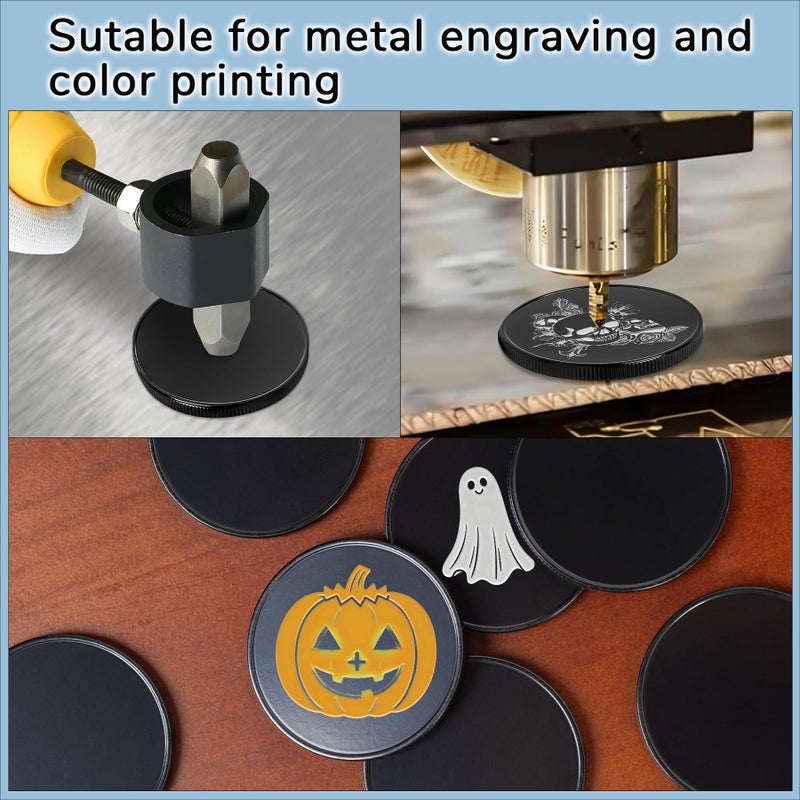 SINBRLAI 10pcs Blank Challenge Coins, Black 40mm Engraving Blanks Coins, Suitable for Laser Engraving, Metal Stamping, and DIY Hand Engraving, Supports Color Printing, Includes Acrylic Protective Case - Image 4