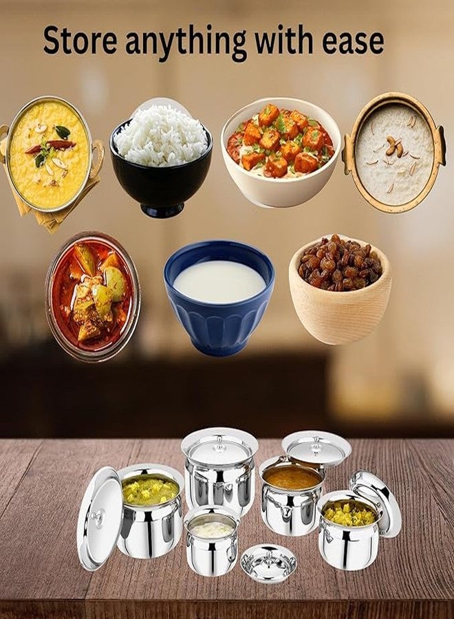 Ammantran Stainless Steel Handi/Container with Lid for Kitchen, Set of 1, 450 ml, Silver - Image 4