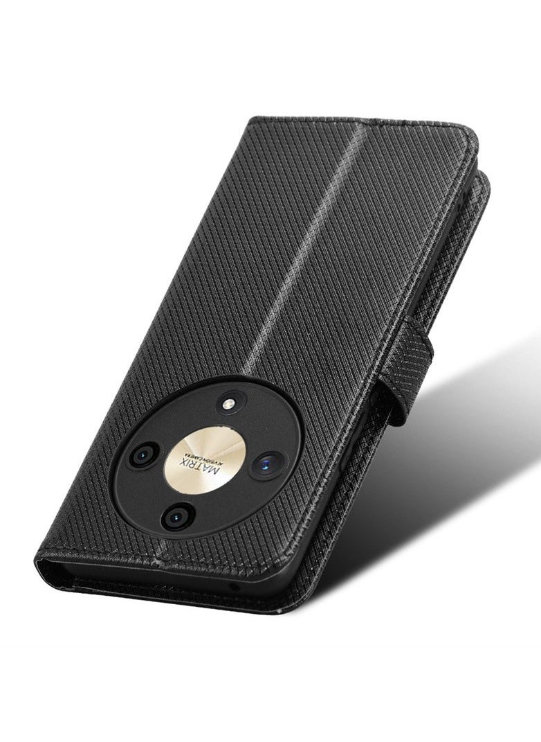 Youque - Flip Wallet Phone Cover Case for Honor X9b 5G Black - Image 1