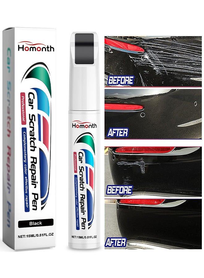 Homonth Touch Up Paint For Cars, Automotive Paint, 2 in 1 Car Touch Up Paint Erase Car Scratches Pen For Vehicles, Quick And Easy To Repair Universal Car Paint (Black)  - Image 1