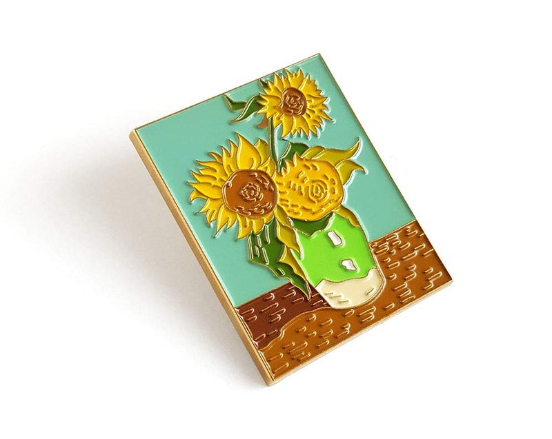 Pinsanity Van Gogh Sunflowers Painting Enamel Lapel Pin - Image 2