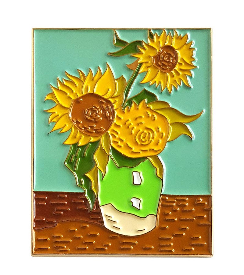 Pinsanity Van Gogh Sunflowers Painting Enamel Lapel Pin - Image 1