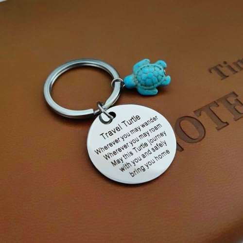 Meimimix Travel Turtle Keychain Wherever You May Wander Good Luck Charm Jewellery for Family Friends (Turtle) - Image 5