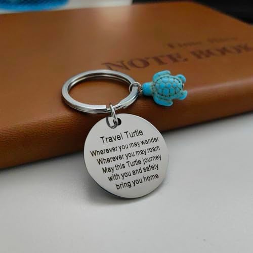 Meimimix Travel Turtle Keychain Wherever You May Wander Good Luck Charm Jewellery for Family Friends (Turtle) - Image 4
