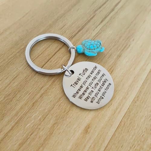 Meimimix Travel Turtle Keychain Wherever You May Wander Good Luck Charm Jewellery for Family Friends (Turtle) - Image 2