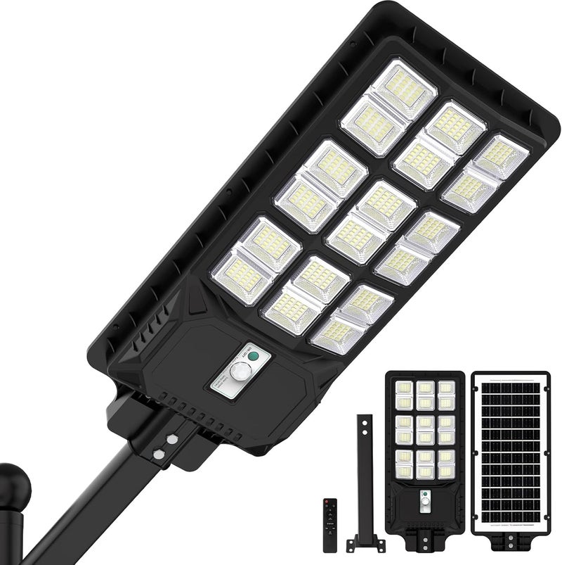 LANGY Solar Street Light Outdoor, 3000W Wide Angle Lights Outdoor Motion Sensor, Solar Parking Lot Lights Dusk to Dawn, 6500K LED Street Light for Commercial, Yard, Path, Garden - Image 1
