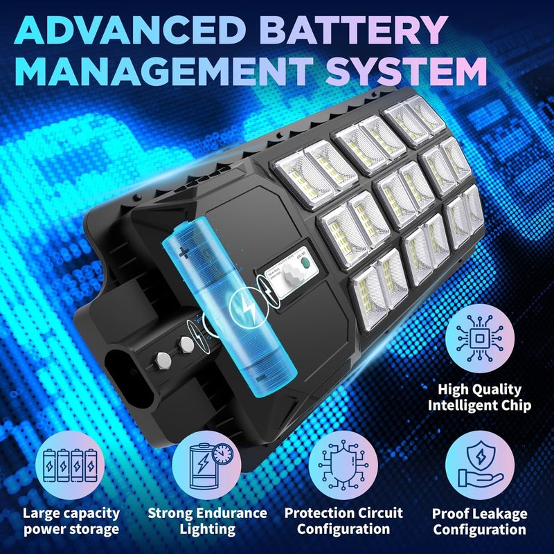 LANGY Solar Street Light Outdoor, 3000W Wide Angle Lights Outdoor Motion Sensor, Solar Parking Lot Lights Dusk to Dawn, 6500K LED Street Light for Commercial, Yard, Path, Garden - Image 3