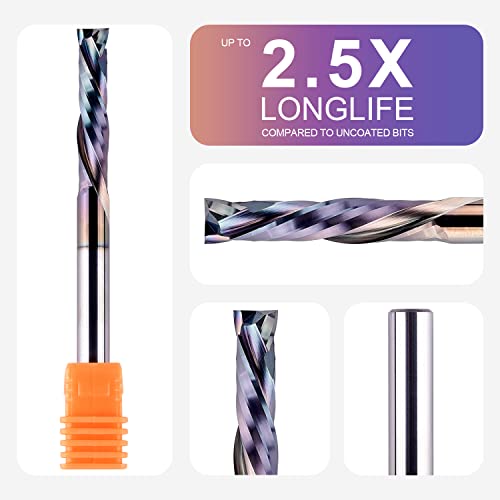 SpeTool UP&Down Compression Bit 1/4" Shank,1-1/4Inch Cutting Length 3 Inch OVL,Carbide Spiral Router Bits CNC End Mill with TAC Extra Long Life Coating for Wood Carving - Image 4