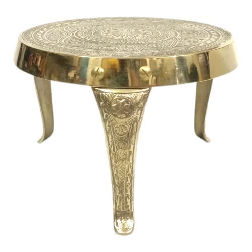 SK Metals Brass MukkaliPooja MukkaliBrass ChowkiDeity StandBrass Vintage FinishPreAssembledEasy fix at AnytimeGold Color 1900 Kg 10 inch - Image 1