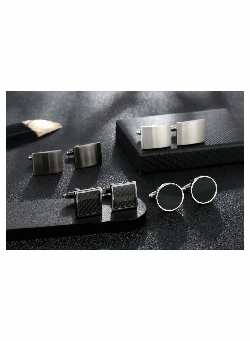KASTWAVE 4 Pairs Cufflinks for Men Set Unique Cuff Links Mens Business Groom Gifts - Image 2