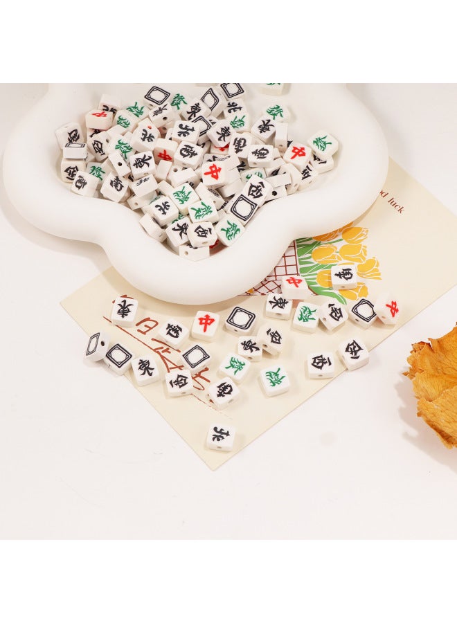 Cartoon Mini Mahjong Accessories Loose Beads Soft Pottery Mahjong Series Beaded Handmade Beads Bracelet Necklace Bracelet-Color:Dongfeng  - Image 4