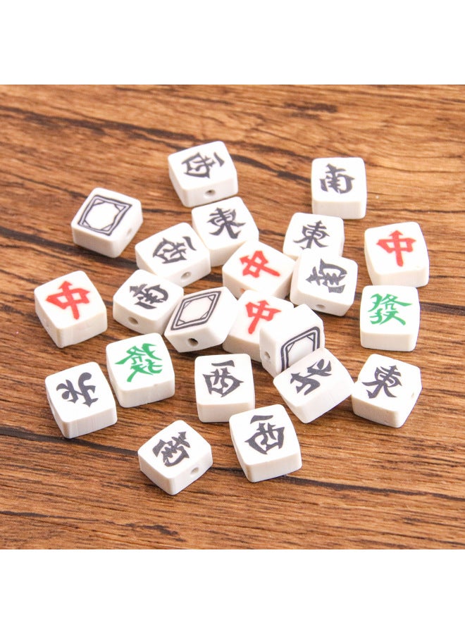 Cartoon Mini Mahjong Accessories Loose Beads Soft Pottery Mahjong Series Beaded Handmade Beads Bracelet Necklace Bracelet-Color:Dongfeng  - Image 5