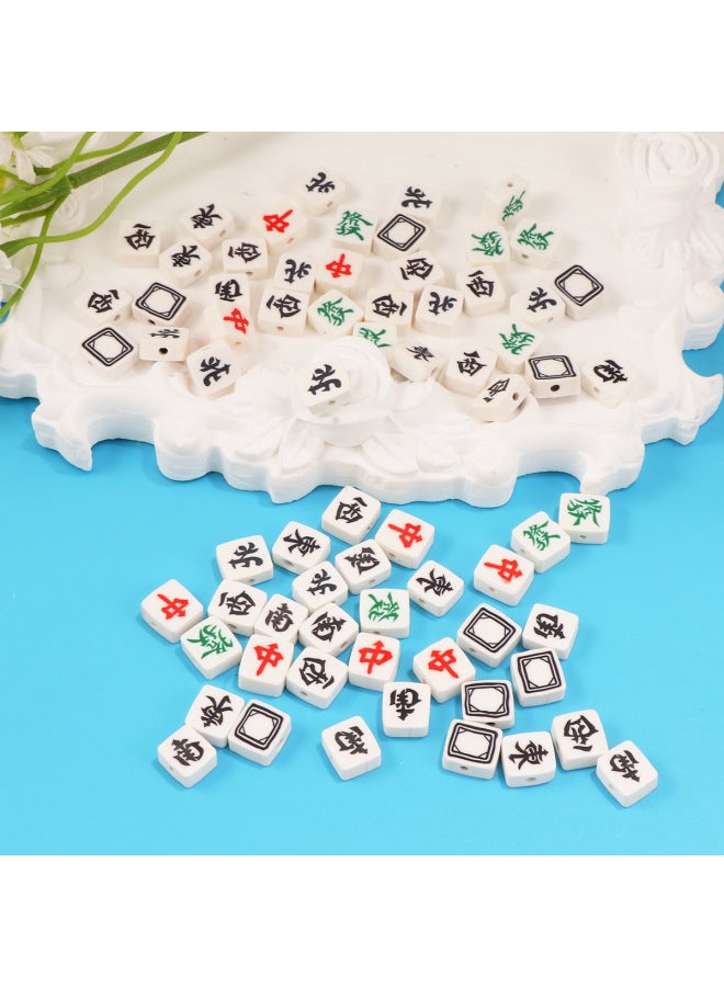 Cartoon Mini Mahjong Accessories Loose Beads Soft Pottery Mahjong Series Beaded Handmade Beads Bracelet Necklace Bracelet-Color:Dongfeng  - Image 3
