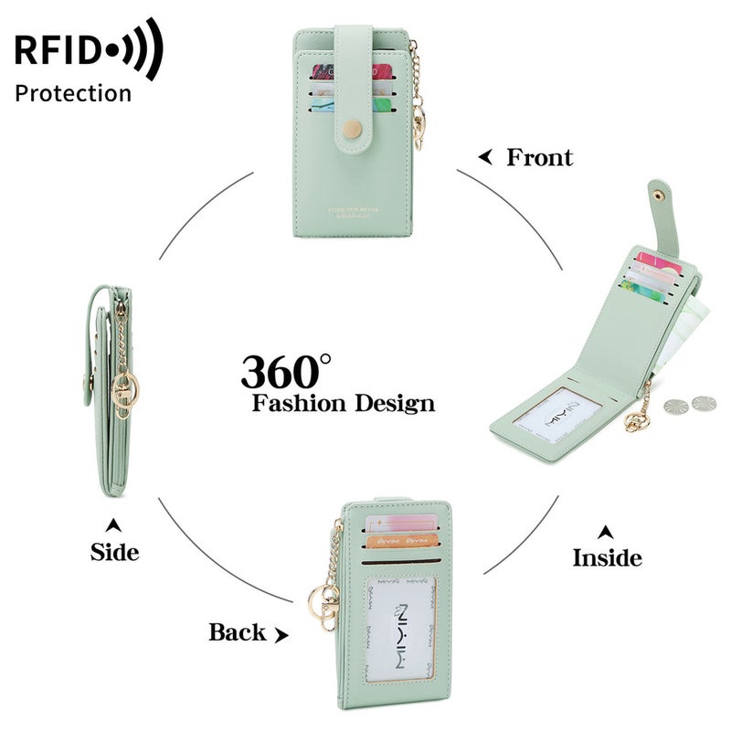 Multifunctional Solid Color PU Leather Wallet, RFID Blocking Design Portable Daily Storage Purse for Cards Cash Coin Business Use - Image 3