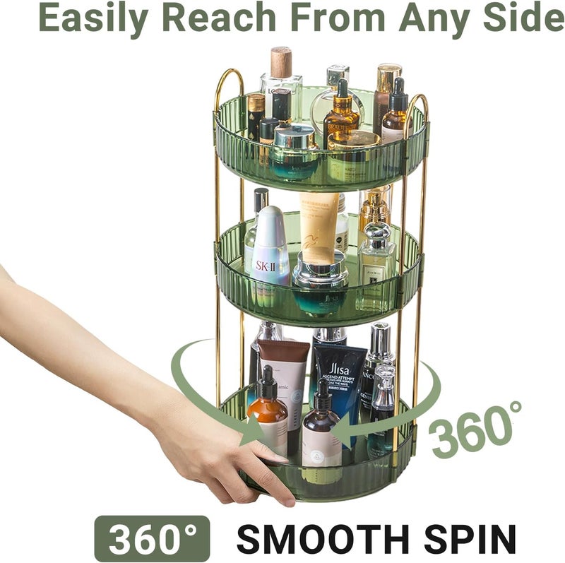 Asayuee 360 Rotating Perfume Organizer,3 Tier Large Capacity Make Up Organizers and Storage,Makeup Organizer for Bathroom,Cosmetic Perfume Stand Organizer (Green-3 Tier) - Image 3