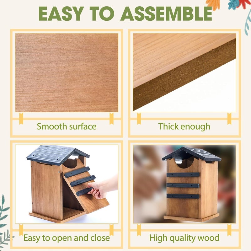 Chunful Squirrel Houses for Outside, Durable Cedar House for Outdoor Nesting, Shelter & Birdhouse Combo, Easy to Assemble, Squirrel Nest Box, Rustic Wooden Animal House for Owls, Ducks & Birds - Image 5