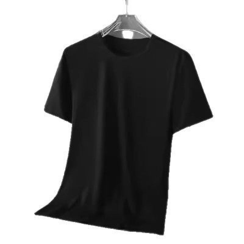 Summer Breathable Pure Color Sports Casual Round Neck Black Gray Men'S T-Shirt Ice Silk Short-Sleeved High Elastic T-Shirt For Men - Image 2