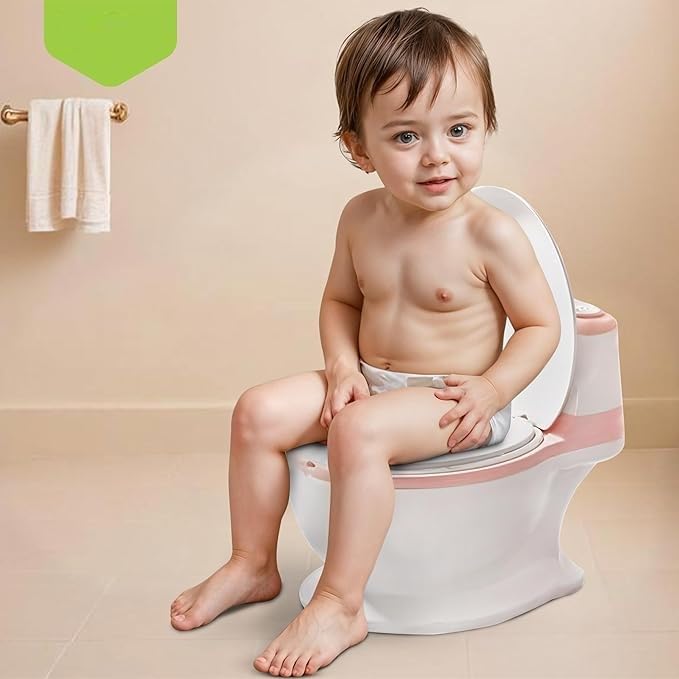 Nabhya Musical Premium Realistic Baby Commode Western Toilet Training Potty Seat With Soft Cushion & Removable Toilet Pot & Paper Dispenser Box Potty Seat (For 6 Month To 4 Year) (Pink) - Image 4