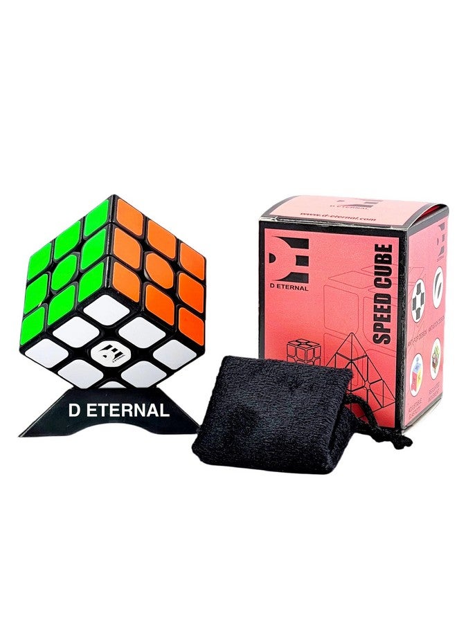 D ETERNAL D ETERNAL 3x3 Speed Cube for Beginner & Professional Speedcube for Kids & Adults with Cube Stand and Protecting Pouch Bag Cube Combo Set (3x3+Stand+Bag) (Cube with Stand & Bag)  - Image 1