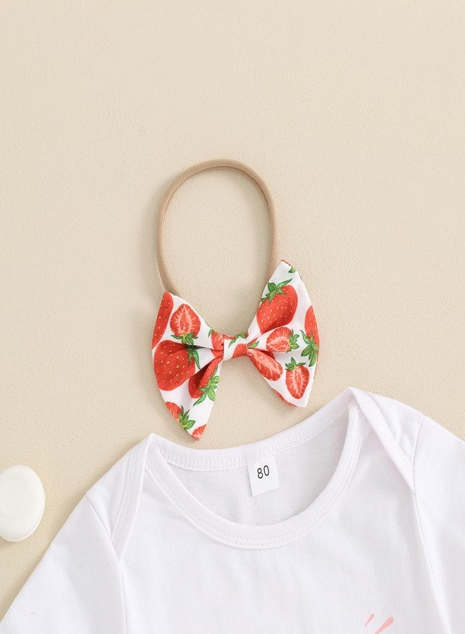 Frietlebird Berry First Birthday Outfit Girl Baby Letter Strawberry Romper and Bell Bottoms Pants 1st Birthday Girl Outfit (A-White,12-18 Months) - Image 3