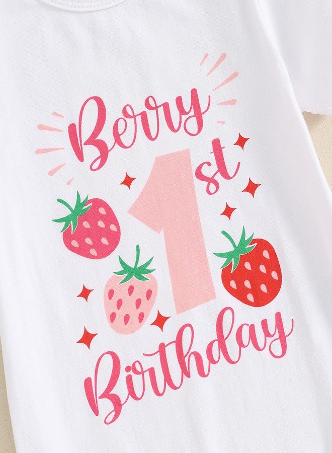 Frietlebird Berry First Birthday Outfit Girl Baby Letter Strawberry Romper and Bell Bottoms Pants 1st Birthday Girl Outfit (A-White,12-18 Months) - Image 5