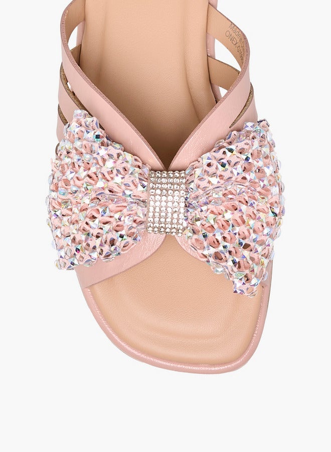 ليتل ميسي صنادل بناتي مسطحة سهلة الارتداء مزينة بفيونكة - Image 4