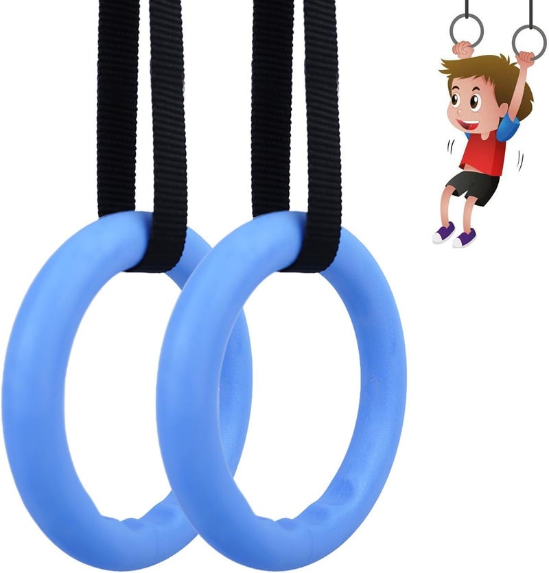 BOFFLE Kids Gymnastics Rings Play Set – Indoor/Outdoor Hanging Fitness Toys for Boys & Girls | Adjustable 170 cm Strap | 25 mm Grip Rings for Strength, Balance & Fun - Image 1