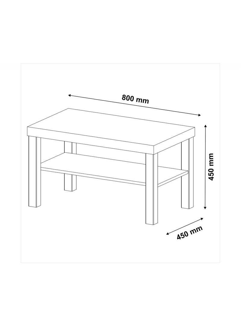 Pilati Coffe Table for living room.84 x 57 x 7.5 cm Brown/White Color  - Image 3