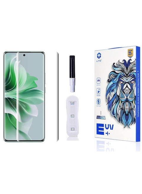 Lito oppo Reno 11 5G/Reno 11 Pro 5G واقي شاشة من الزجاج المقوى بالغراء السائل للأشعة فوق البنفسجية مع تغطية من الحافة إلى الحافة