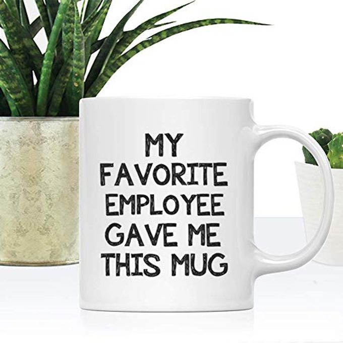 DQG CVT Funny Boss Office Coffee Mug My Favorite Employee Gave Me This Mug Gag Office Gift for Boss Unique Birthday Christmas Gifts for World's Best Boss, Male or Female Novelty Coffee Tea Cup 11oz - Image 3