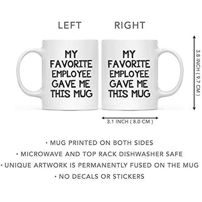DQG CVT Funny Boss Office Coffee Mug My Favorite Employee Gave Me This Mug Gag Office Gift for Boss Unique Birthday Christmas Gifts for World's Best Boss, Male or Female Novelty Coffee Tea Cup 11oz - Image 5